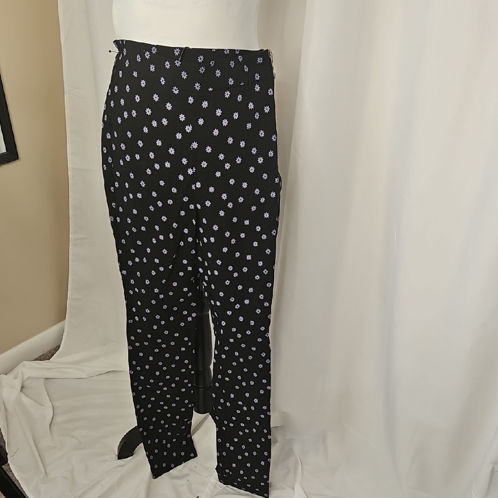 Zara Black Trousers with Purple Floral Design